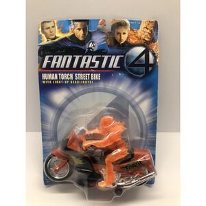 Marvel Fantastic 4 Human Torch 2005 Street Bike Action Fig W/ Light-Up Headlight